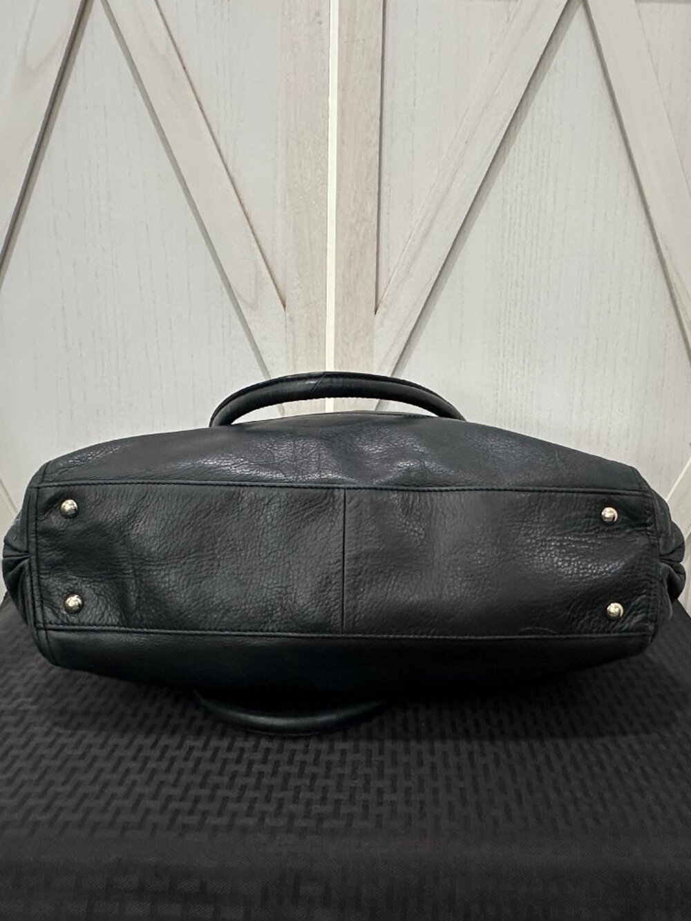 B. Makowsky Y2K Black Pebbled Leather Satchel Shoulder Bag Leopard Lining - Picture 6 of 9